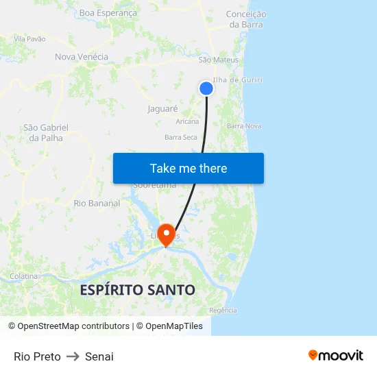 Rio Preto to Senai map