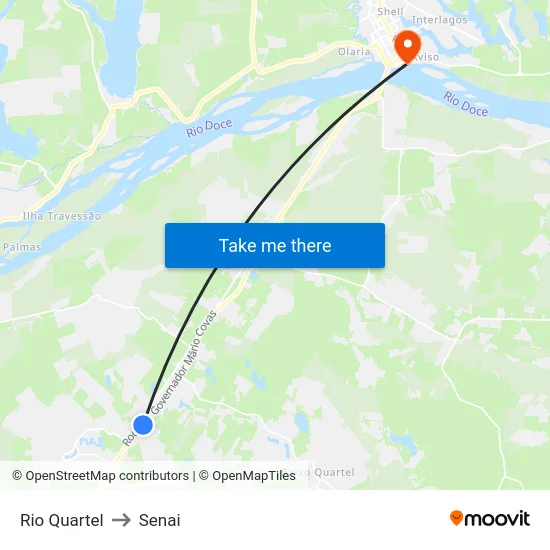 Rio Quartel to Senai map