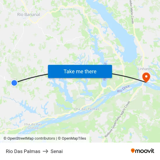 Rio Das Palmas to Senai map