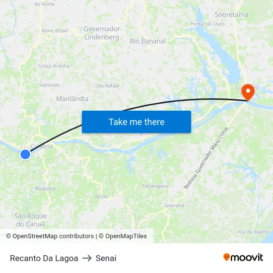 Recanto Da Lagoa to Senai map