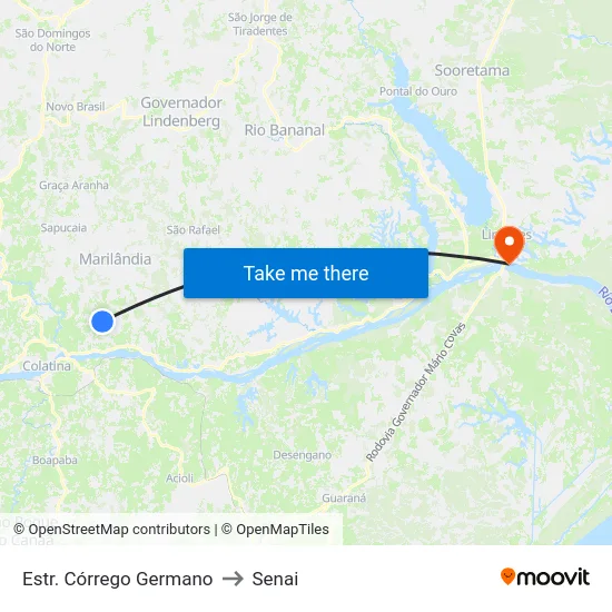 Estr. Córrego Germano to Senai map