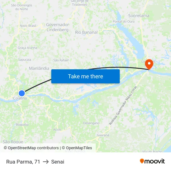 Rua Parma, 71 to Senai map