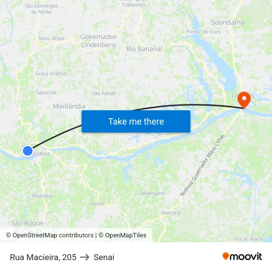 Rua Macieira, 205 to Senai map