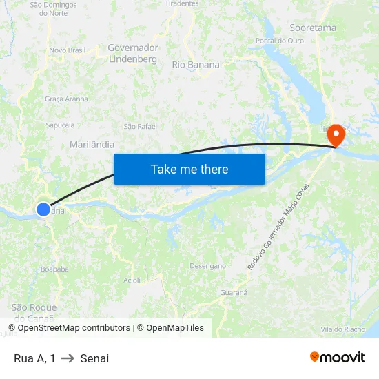 Rua A, 1 to Senai map