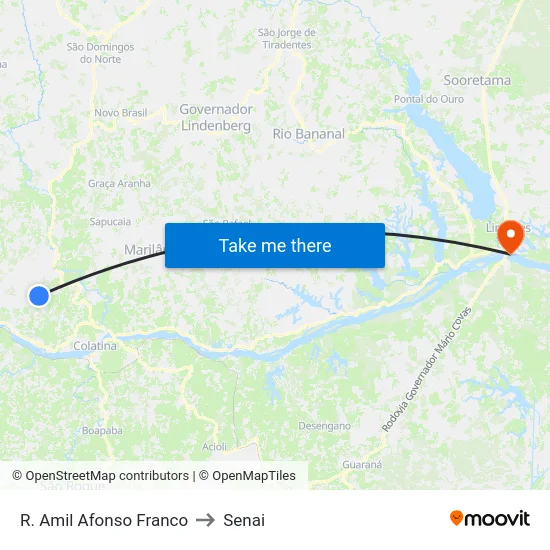 R. Amil Afonso Franco to Senai map
