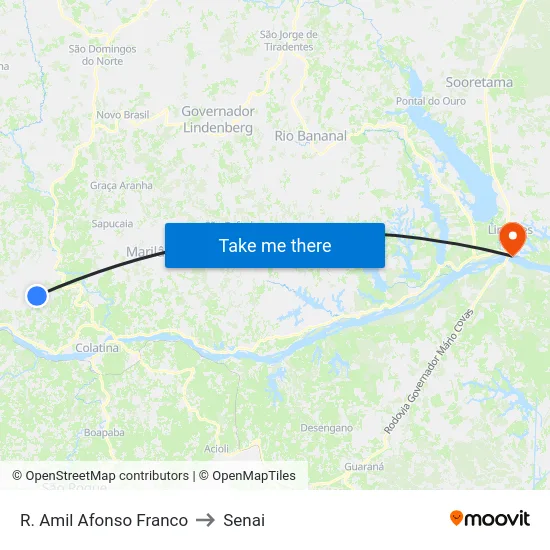 R. Amil Afonso Franco to Senai map