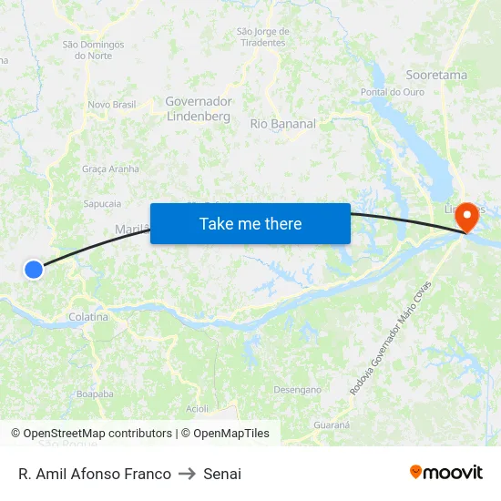 R. Amil Afonso Franco to Senai map
