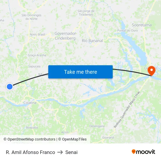 R. Amil Afonso Franco to Senai map