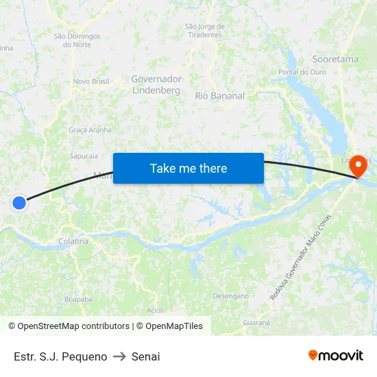 Estr. S.J. Pequeno to Senai map