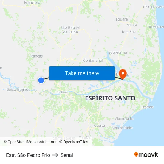 Estr. São Pedro Frio to Senai map