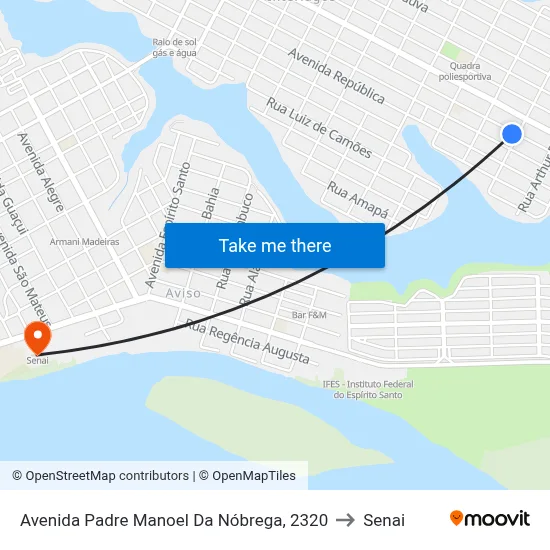 Avenida Padre Manoel Da Nóbrega, 2320 to Senai map