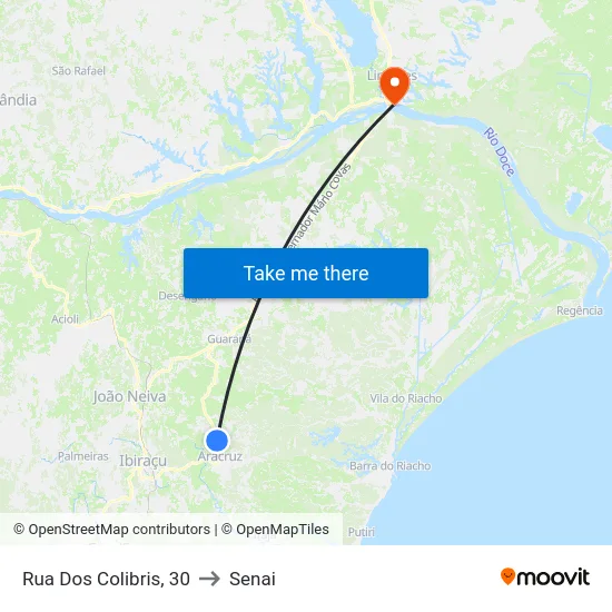 Rua Dos Colibris, 30 to Senai map