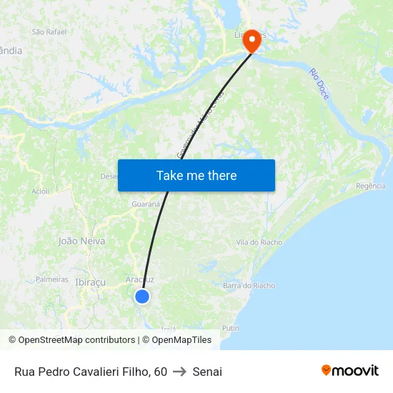 Rua Pedro Cavalieri Filho, 60 to Senai map
