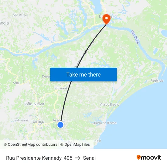 Rua Presidente Kennedy, 405 to Senai map