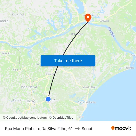 Rua Mário Pinheiro Da Silva Filho, 61 to Senai map