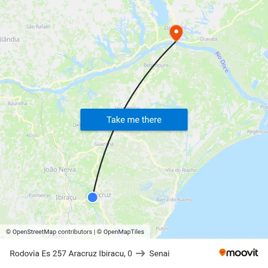 Rodovia Es 257 Aracruz Ibiracu, 0 to Senai map