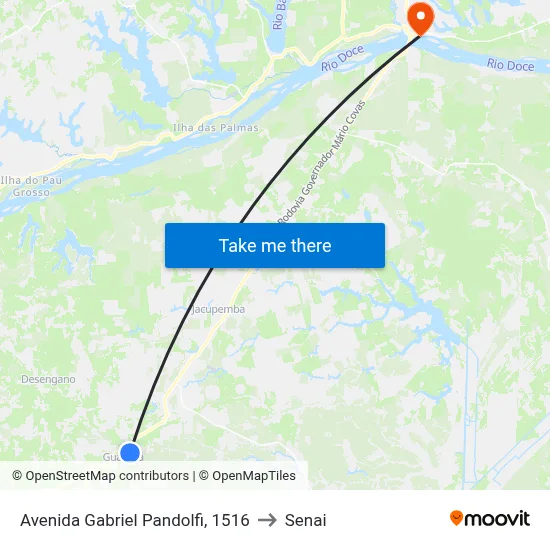 Avenida Gabriel Pandolfi, 1516 to Senai map