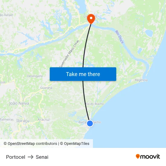 Portocel to Senai map