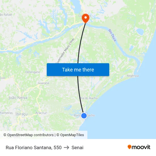 Rua Floriano Santana, 550 to Senai map