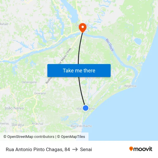 Rua Antonio Pinto Chagas, 84 to Senai map