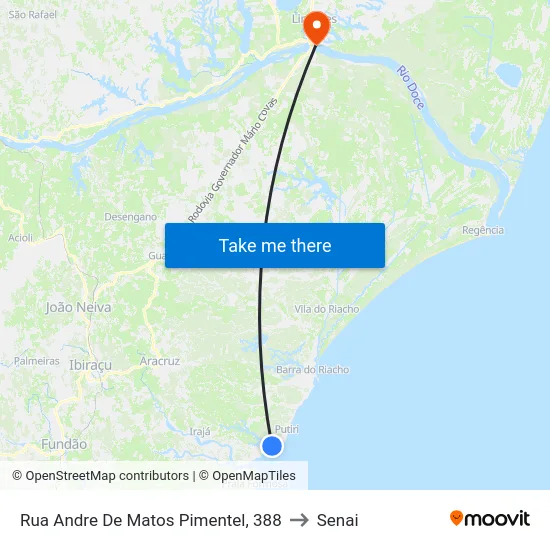 Rua Andre De Matos Pimentel, 388 to Senai map