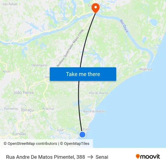 Rua Andre De Matos Pimentel, 388 to Senai map