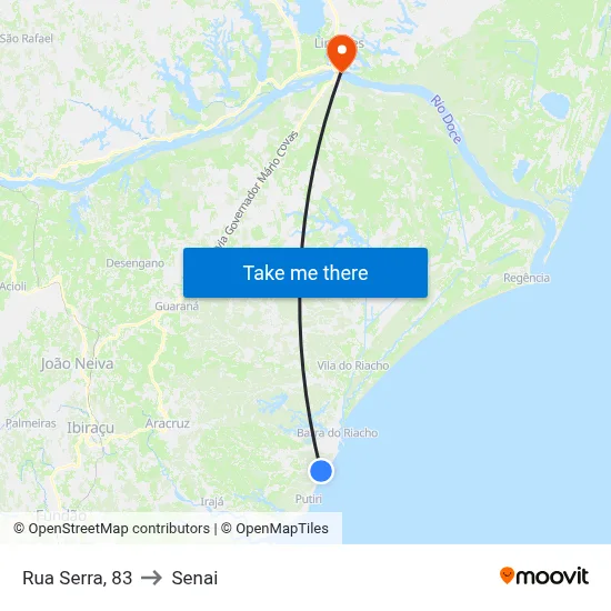 Rua Serra, 83 to Senai map