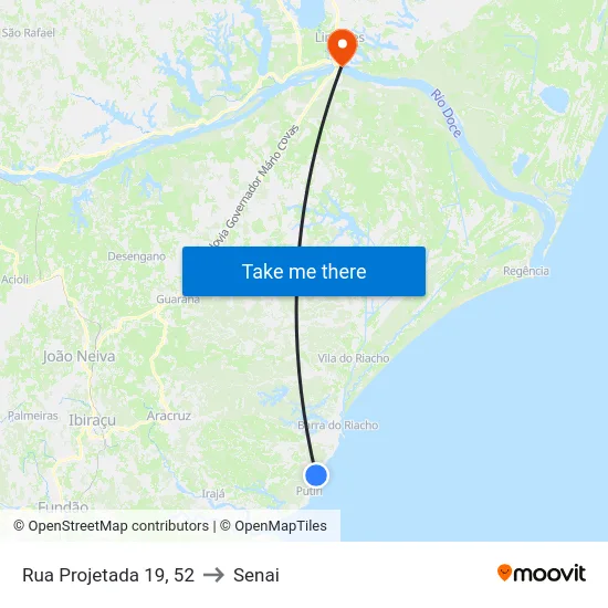 Rua Projetada 19, 52 to Senai map