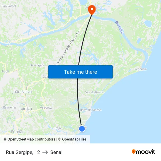 Rua Sergipe, 12 to Senai map