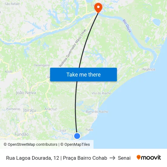 Rua Lagoa Dourada, 12 | Praça Bairro Cohab to Senai map