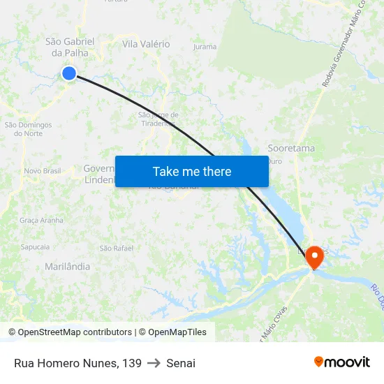 Rua Homero Nunes, 139 to Senai map
