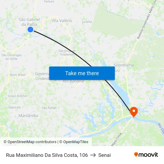 Rua Maximiliano Da Silva Costa, 106 to Senai map