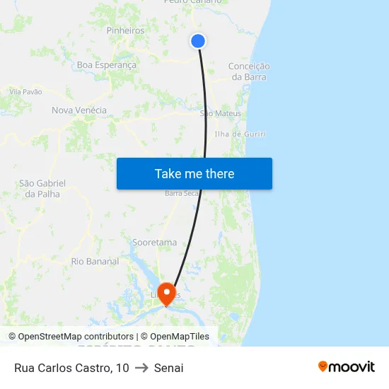 Rua Carlos Castro, 10 to Senai map