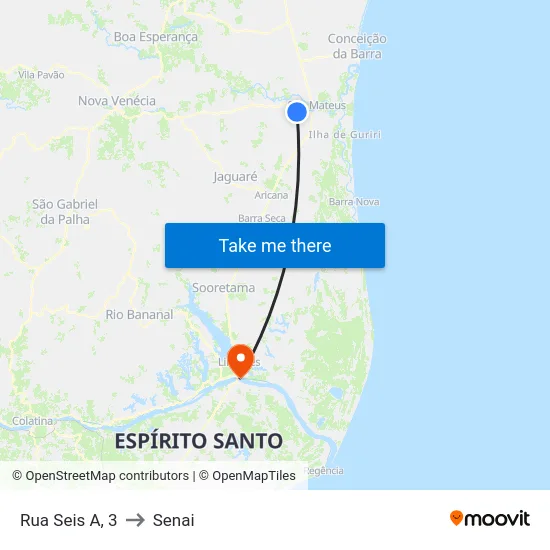 Rua Seis A, 3 to Senai map