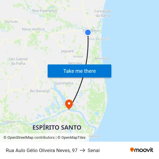 Rua Aulo Gélio Oliveira Neves, 97 to Senai map