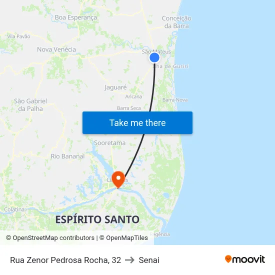 Rua Zenor Pedrosa Rocha, 32 to Senai map