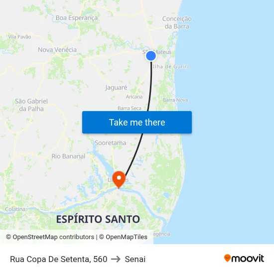 Rua Copa De Setenta, 560 to Senai map