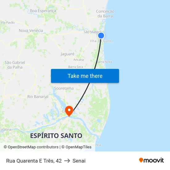 Rua Quarenta E Três, 42 to Senai map