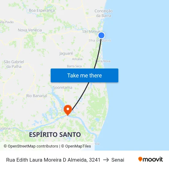 Rua Edith Laura Moreira D Almeida, 3241 to Senai map