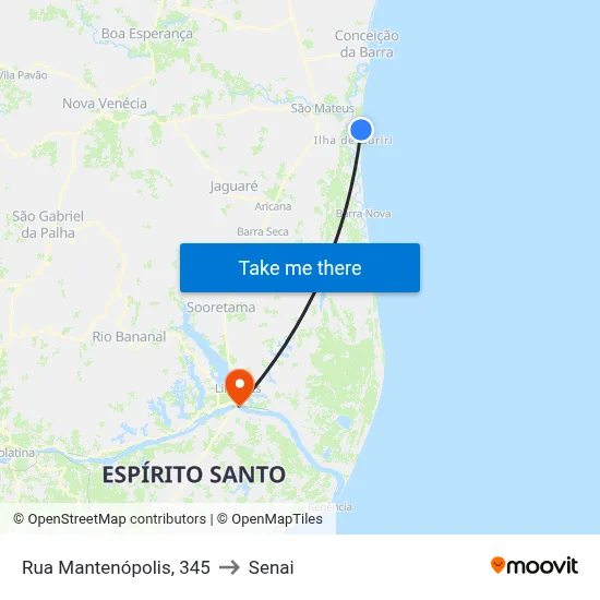 Rua Mantenópolis, 345 to Senai map