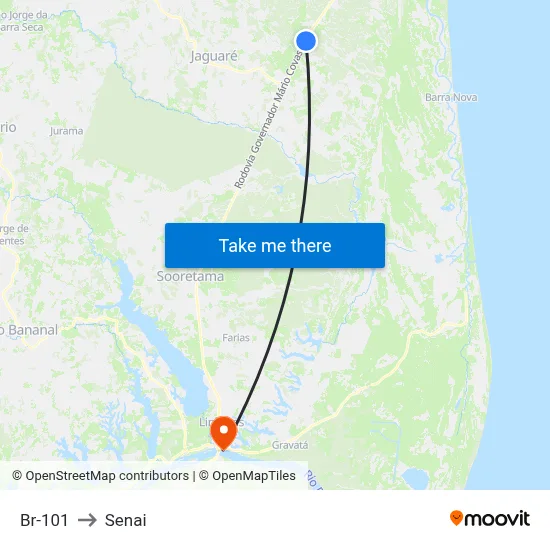Br-101 to Senai map