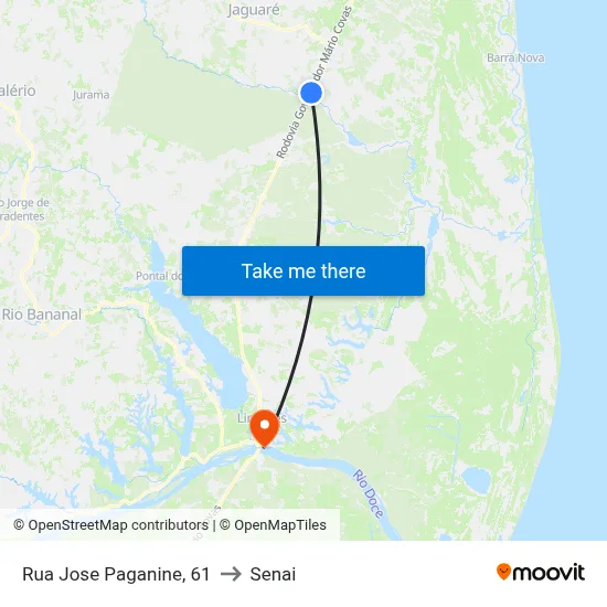 Rua Jose Paganine, 61 to Senai map