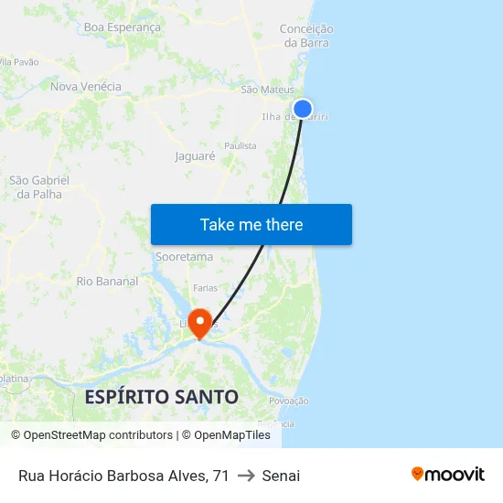 Rua Horácio Barbosa Alves, 71 to Senai map