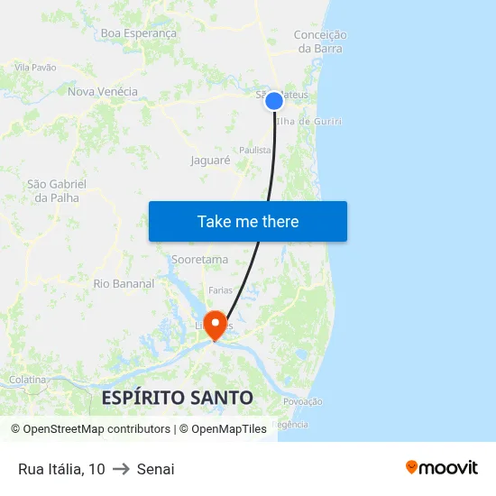 Rua Itália, 10 to Senai map