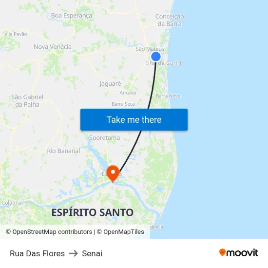 Rua Das Flores to Senai map