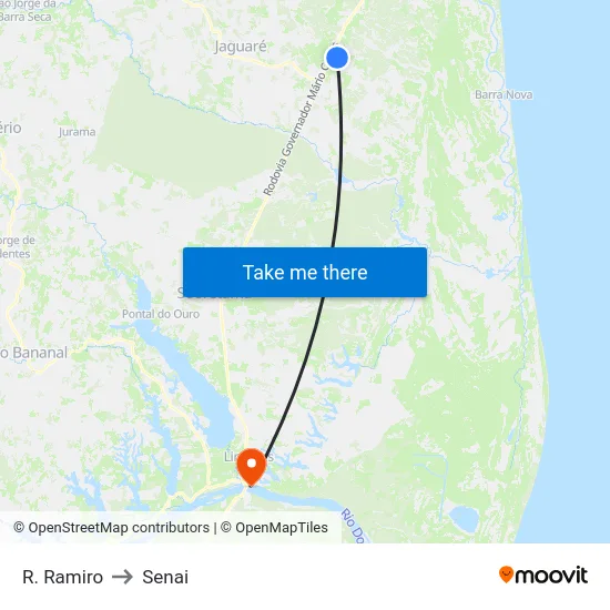 R. Ramiro to Senai map