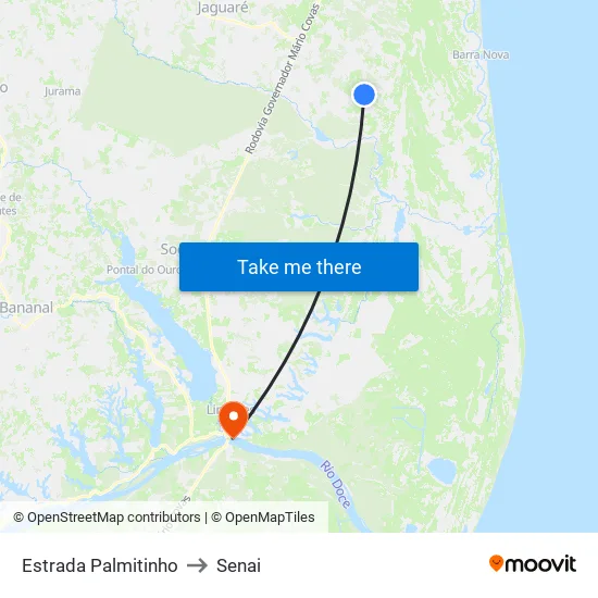 Estrada Palmitinho to Senai map