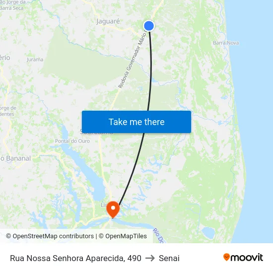 Rua Nossa Senhora Aparecida, 490 to Senai map