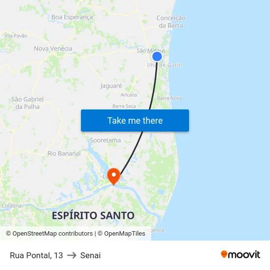 Rua Pontal, 13 to Senai map