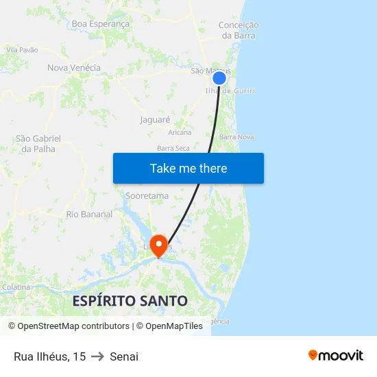 Rua Ilhéus, 15 to Senai map